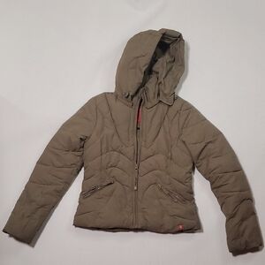 EDC by Esprit Women's Hooded Puffer Jacket - Brown